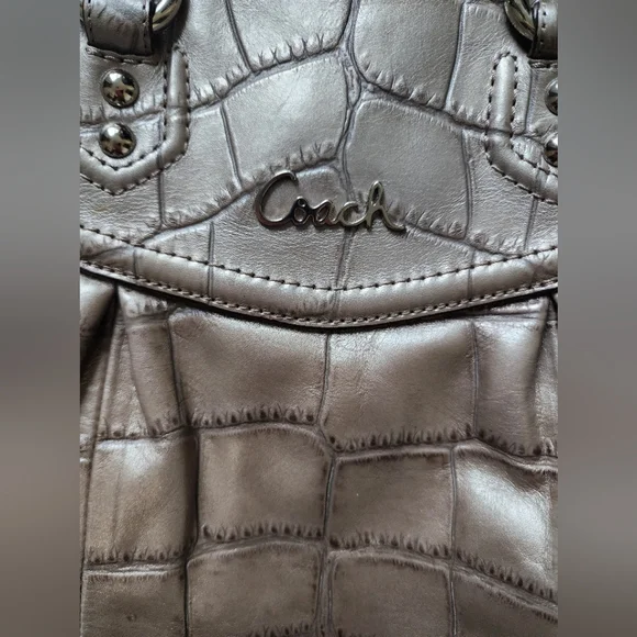 Coach Silver Croc-Embossed Tote Bag, vintage, y2k - Picture 2 of 8